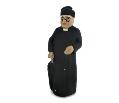 Vintage Figurine Priest Padre Catholic terracotta Statue