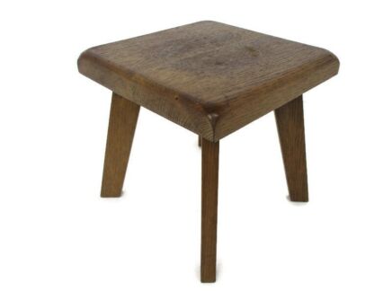 Square! Milk Milking Stool Farmhouse Country Barn Style Side Display Table Pedestal Plant Stand HTF Vintage French Oak