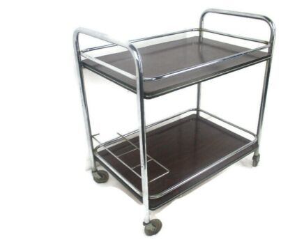 Bar Cocktail Tea Entertainment Cart Trolley Kitchen Island Veneer Retro Funky Bar ware Garden Furniture