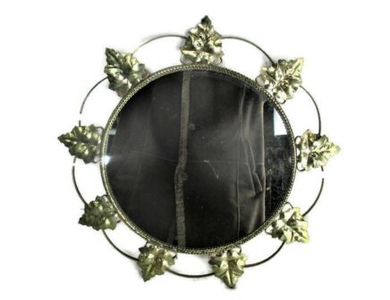 Retro Modernist Starburst Sunburst Leafs Wall Brass Mirror Mid Century Modern
