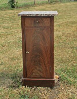 Antique French Carved wood Marble Cabinet Lamp End Table Nightstand