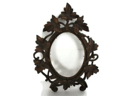 Gorgeous Hand Carved Wooden Picture Frame Vintage HTF Black Forest Style Leafs