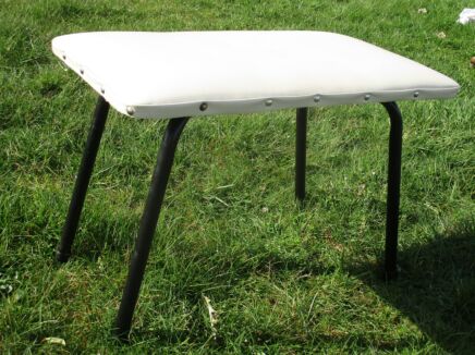 Vintage Small Stool Ottoman Footstool Iron Legs Semi Leather Funky Authentic