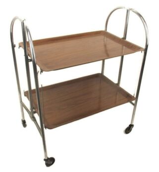 Mid Century Side Table Bar Cart Tea Cocktail Serving Trolley Danish Modern Style Foldable Funky