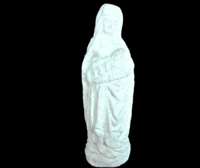 Small French Statue Virgin Mary Our Lady Madonna Infant Child Home Protection Statue Stoneware 5.51"
