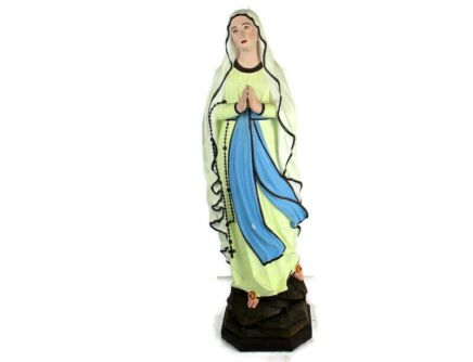 XL Virgin Mary Madonna Our Lady of Lourdes Plaster Statue Chapel French 48.81"