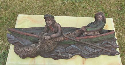 Terracotta Figurine Sculpture Fishermen Boat Fishersboat Dutch Handmade Folk art