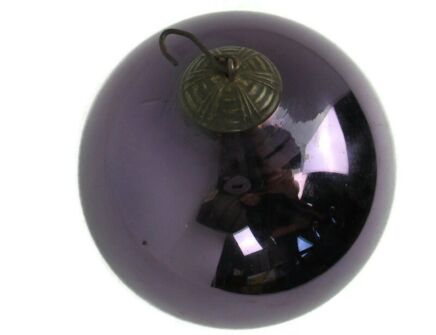 Antique Witch Witches Oval Ball Purple Glass Ornate Protection Ornament