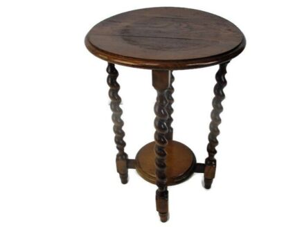 Barley twist Carved wood 2 Tier Pedestal Table Plant Flower Bonsai Stand Side Table