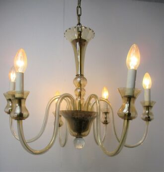 Chandelier era Murano Art Glass 6 Arm Lights Lamp Art Glass Seguso Style WOW