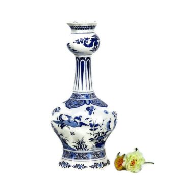 Antique Large Hand Painted Delft Blue Vase 1920s Peacock Villeroy Boch HTF