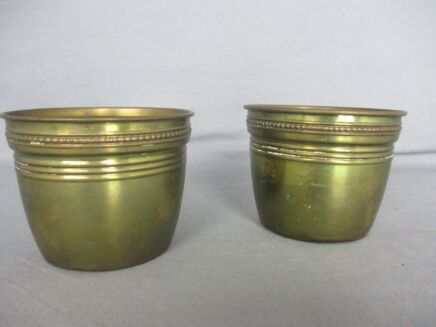 Small Two Vintage Brass Planters Jardinieres flower pots Ornate Embossed Beautiful