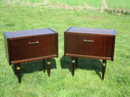 Pair Couple Vintage Nightstands End tables Cabinets Mid Century Modern