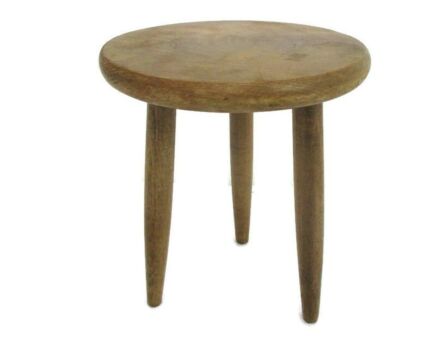 Small Vintage Hand Carved wood Tripod Milking Stool Pedestal Table Plant Flower Bonsai Stand Side Table Barn Country Style Funky