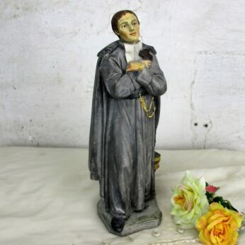 Polychrome Statue Saint Louis Marie de Montfort French Carved Stone Collector