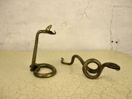 2 Vintage Brass Ornate Snakes Serpents Decorative figurines Reclaimed Gothic