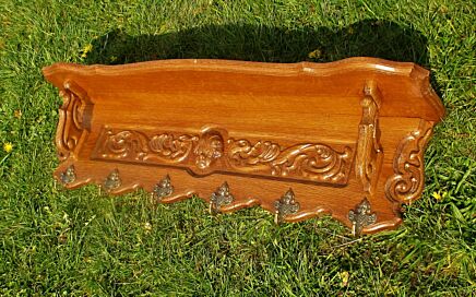 Carved Wood Coat Hat Kitchen Rack Ornate Beautiful Angel Head Sweet
