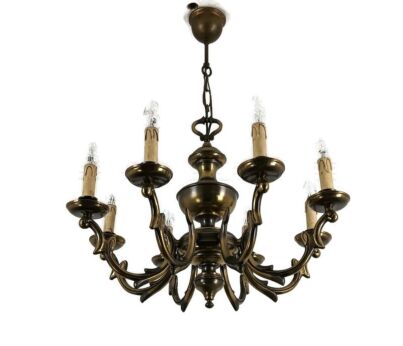 Brass Chandelier Vintage Dutch Flemish style 8 lights arm very special Fixture