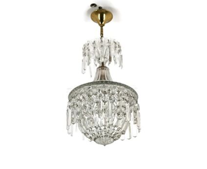 Small bag wedding chandelier glass frame and prisms Romantic vintage 1 light 
