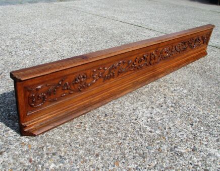 XL Double Over Door Antique Carved Oak Dragons Fish Pediment Architectural 78"