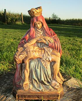 Antique Plaster Statuette Pieta Chalkware OLV Van Lede Statue Gorgeous