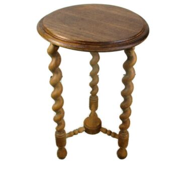 Round Barley Twist Wooden Side Occasional Wine Table Pedestal Plant Stand 19.68"