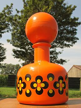 Retro Decanter Bottle Stopper Pop art  Era Andy Warhol Flowers Orange