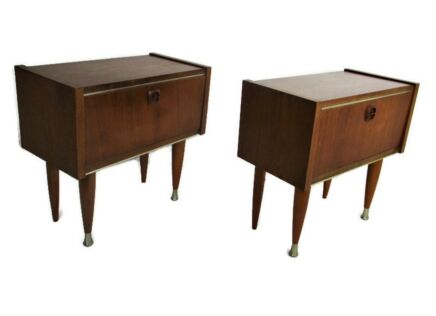 Retro Pair Danish Modern Teak Nightstands End tables Mid Century Modernist WOW