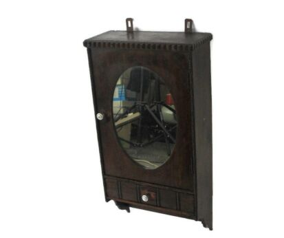 Vintage Kitchen Apothecary Medicine Apothecary Pharmacy Bathroom Wall Cabinet Oval Mirror Lovely