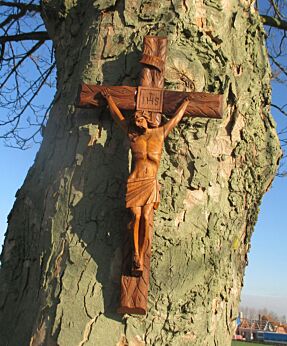 Gorgeous Large Complete Carved Wood Hanging Crucifix Cross Jesus Christ 25.59"