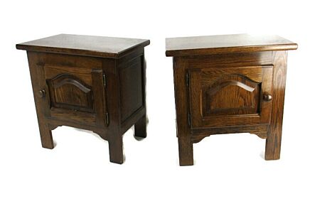 Pair Couple Vintage  Nightstands End tables Mid Century Modern Wood Retro Funky Oak