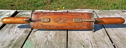 Vintage Carved Wooden Carving Set Brass India Knife and Fork 3 pieces