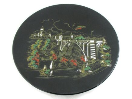 French Longwy Charger Plate Plaque Porcelain Marked Hand painted Luxemburg Vintage