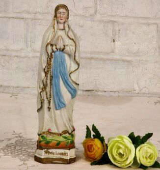 Porcelain Figurine Lourdes Virgin Mary Madonna statue Germany 10.24"