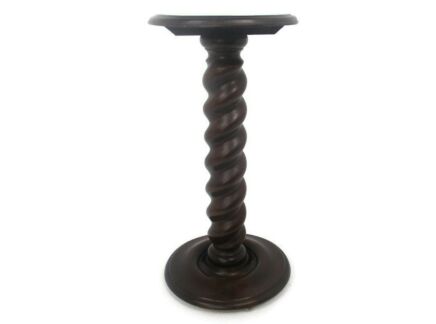 L Hand Carved Ornate Wood Barley Twist Pedestal Table Bonsai Plant Stand