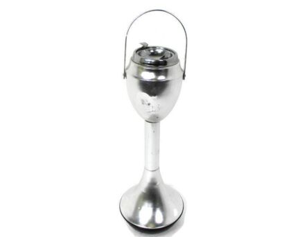Vintage Standing Floor Ashtray Ornate Mid Century Modern Chrome? Silver Colored