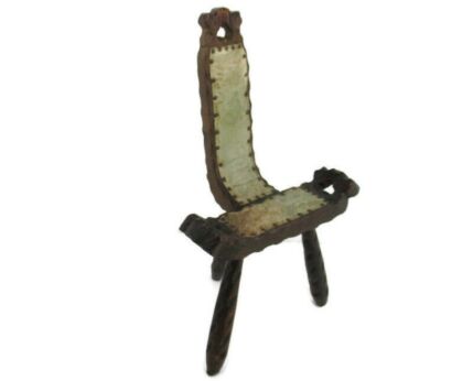 Wooden Spanish Tripod Side Display Wine Milking Stool Crutch Chair Cowhide Barn