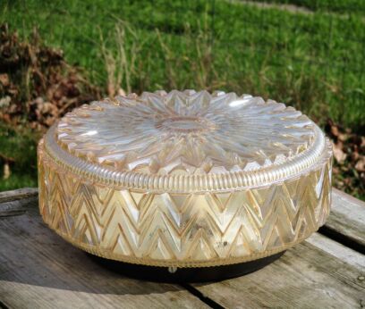 Vintage Amber Glass Round Sconce Lamp Shade era Limburg Helena Tynell