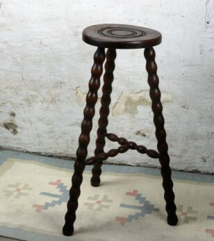 Jacobean Bobbin Legs Wooden Side Occasional Table Pedestal Plant Stand 28.34"