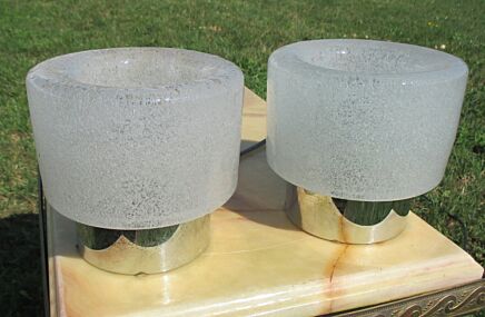 Vintage Pair Couple Peil & Putzler Table Desk Lamps Frosted Glass Rare Working