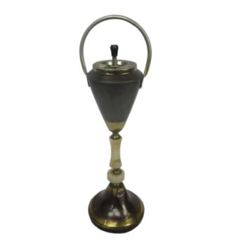 Vintage Standing Floor Push Ashtray Wood French Empire Style Classy Copper Marble Chrome