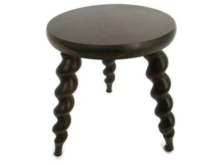 Small Milk Milking Stool Farmhouse Country Barn Style Barley Twist Tripod Wood