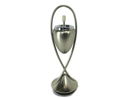 Vintage Standing Floor Ashtray Ornate Mid Century Modern Chrome? Silver Colored Metawa Holland