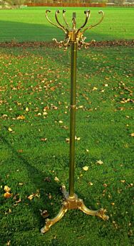 Vintage Coat Hat Rack Hall Tree Stand Floor Brass Ornate Stunning