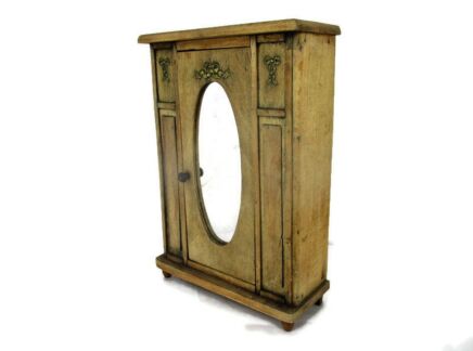 Mid Century Modern Kitchen Apothecary Medicine Bathroom Wall Cabinet Oval Mirror Gorgeous Brass Trims