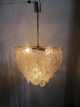 Chandelier Pendant 4 Lights Art Glass Frosted Ice Glass Italy Vistosi Style