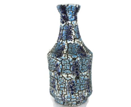 West Germany Vase Ceramic Mid Century Modern Art Pottery Blue Funky Vintage