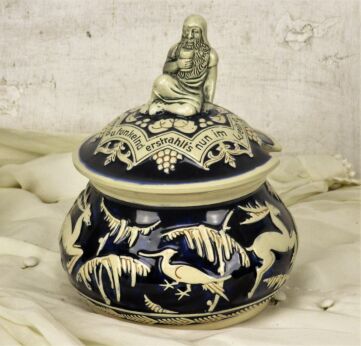 Small German Stoneware Soup Tureen Punch Bowl Lidded Bacchus Nun Im Wein