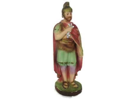 Small Saint Donatus of Muenstereifel Statue Roman Soldier Collector Plaster Polychrome
