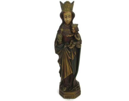 Statue Our Lady of Tongeren Black Madonna Infant Jesus Grapes Collector 17.12"